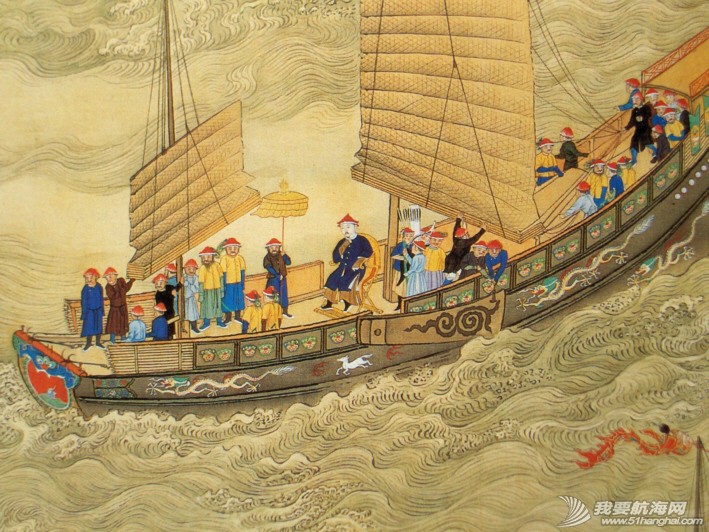 康熙皇帝游江南坐的中国帆船