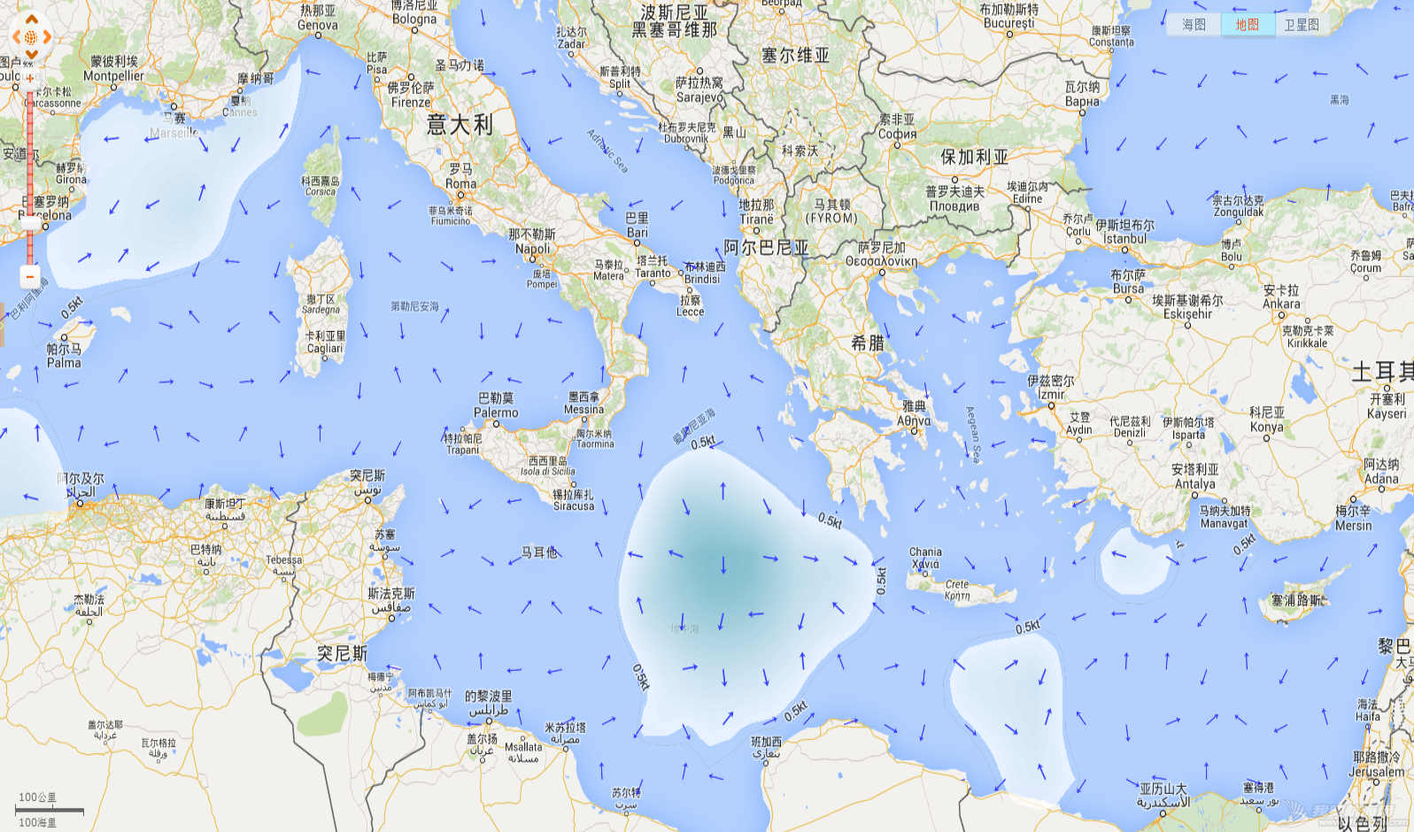 一天前的地中海洋流 20150706