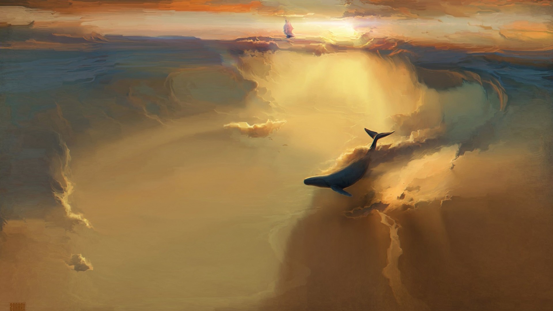 云中帆船和海豚.jpg