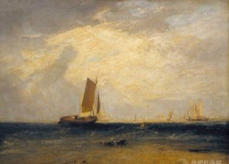 几张复古的帆船油画